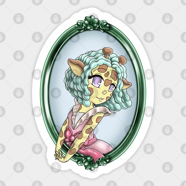 Giraffe Girl Sticker by treasured-gift